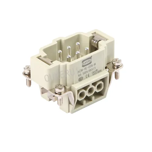 6 पिन 16A 500V हैवी ड्यूटी कनेक्टर मेल इन्सर्ट